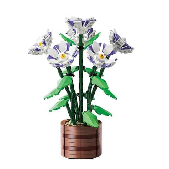 Wizardi Rose Bonsai Potted Flower Building Bricks Kit